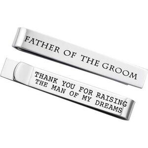 Father of the Groom Tie Clip Stainless Steel Wedding Gift Groomsmen Accessory